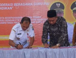 Penandatanganan Nota Kesepahaman antara Pemda Jeneponto (Dinas Dikbud) dengan FTK UIN Alauddin Makassar dalam Peningkatan Kompetensi Profesionalisme GPAI