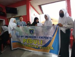 Peringati Hari Jadi Sulsel ke-353 OSIS SMAN 1 Jeneponto Distribusi Bantuan pada Penyintas Longsor